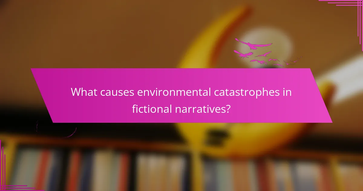 What causes environmental catastrophes in fictional narratives?