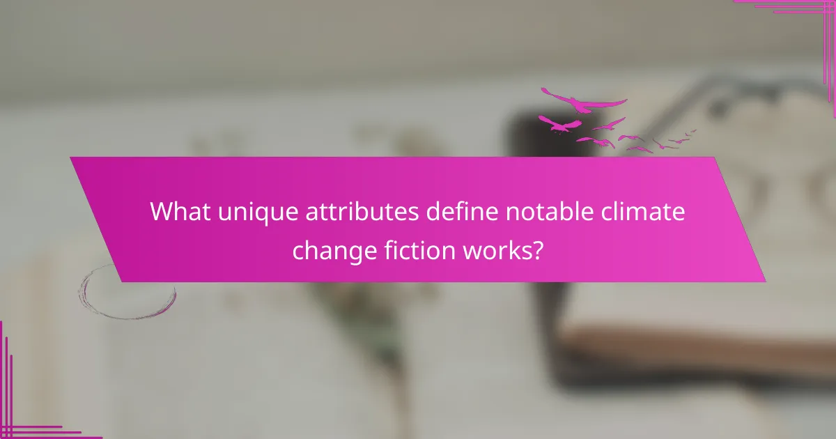 What unique attributes define notable climate change fiction works?